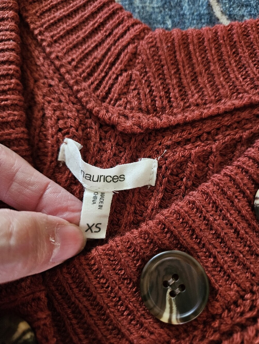 Maurices V-Neck Button Sweater - Deep Rust - Picture 2 of 3